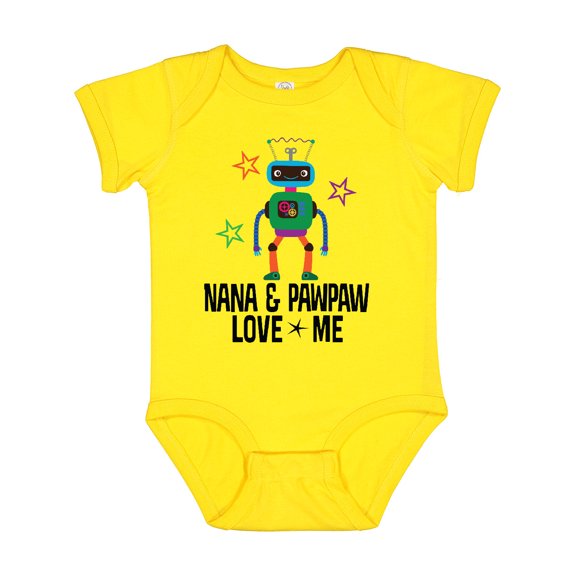 Inktastic Nana and Pawpaw Love Me Grandson Robot Boys Baby Bodysuit