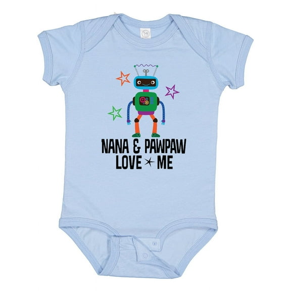 Inktastic Nana and Pawpaw Love Me Grandson Robot Boys Baby Bodysuit