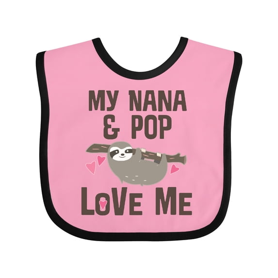 Inktastic Nana and Pop Love Me Sloth Girls Baby Bib
