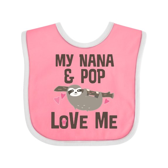 Inktastic Nana and Pop Love Me Sloth Girls Baby Bib