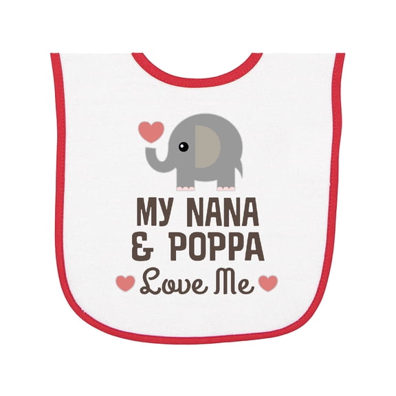 Inktastic Nana and Poppa Love Me Grandchild Elephant Baby Terry Cloth Bib