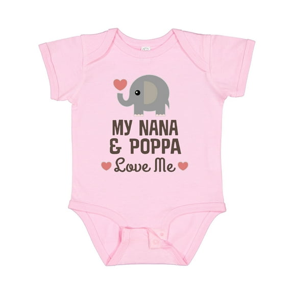 Inktastic Nana and Poppa Love Me Grandchild Elephant Boys or Girls Baby Bodysuit