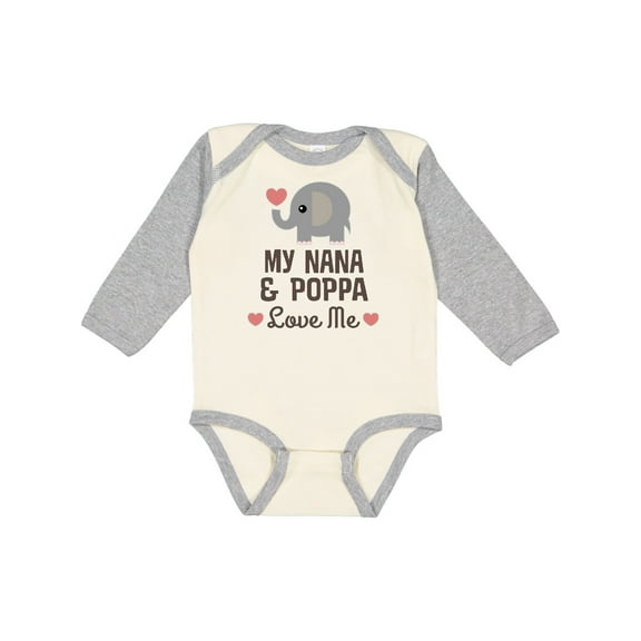 Inktastic Nana and Poppa Love Me Grandchild Elephant Boys or Girls Long Sleeve Baby Bodysuit