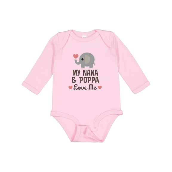 Inktastic Nana and Poppa Love Me Grandchild Elephant Boys or Girls Long Sleeve Baby Bodysuit