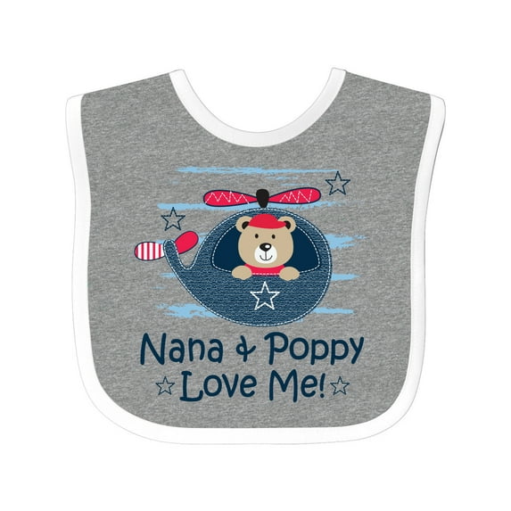 Inktastic Nana and Poppy Love Me Boys Baby Bib
