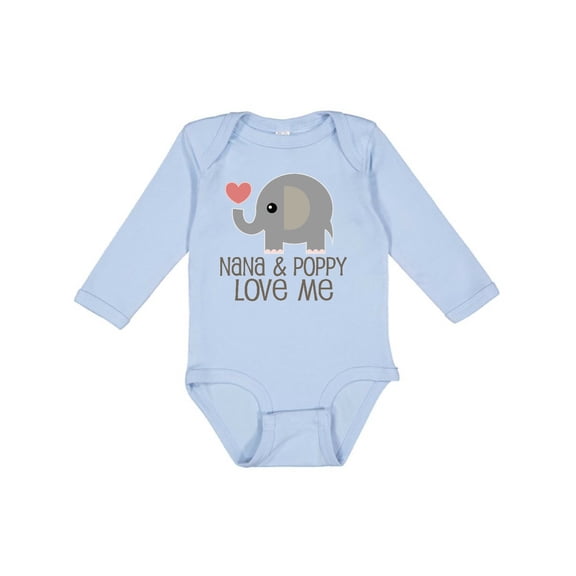 Inktastic Nana and Poppy Love Me Boys or Girls Long Sleeve Baby Bodysuit