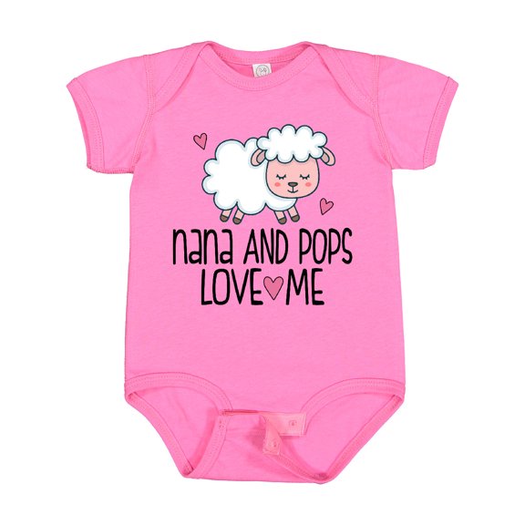 Inktastic Nana and Pops Love Me Baby Lamb Grandkids Boys or Girls Baby Bodysuit