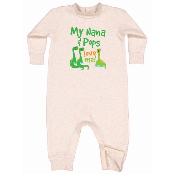 Inktastic Nana and Pops Love Me Dinosaur Grandson Baby Fleece Romper