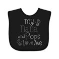thumbnail image 1 of Inktastic Nana and Pops Love Me Grandson Granddaughter Boys or Girls Baby Bib, 1 of 4