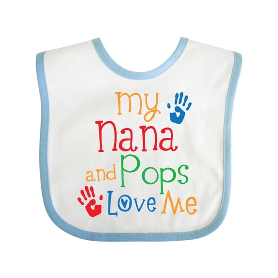 Inktastic Nana and Pops Love Me Grandson Granddaughter Boys or Girls Baby Bib
