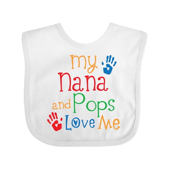 Inktastic Nana and Pops Love Me Grandson Granddaughter Boys or Girls Baby Bib