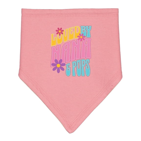 Inktastic Nana and Pops Love Me Retro Flowered Baby Bandana Bib