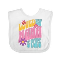 Inktastic Nana and Pops Love Me Retro Flowered Girls Baby Bib