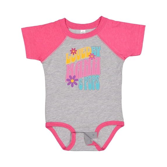 Inktastic Nana and Pops Love Me Retro Flowered Girls Baby Bodysuit