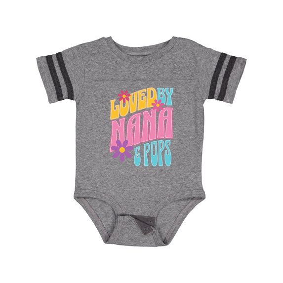 Inktastic Nana and Pops Love Me Retro Flowered Girls Baby Bodysuit