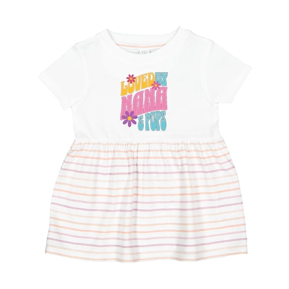 Inktastic Nana and Pops Love Me Retro Flowered Girls Baby Dress