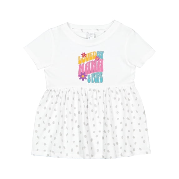 Inktastic Nana and Pops Love Me Retro Flowered Girls Baby Dress