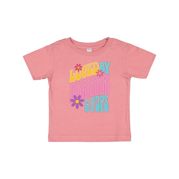 Inktastic Nana and Pops Love Me Retro Flowered Girls Baby T-Shirt