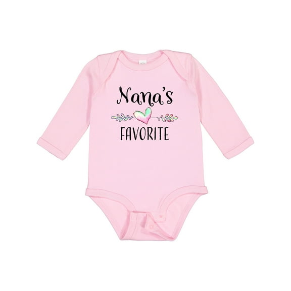 Inktastic Nana's Favorite- Heart Grandchild Boys or Girls Long Sleeve Baby Bodysuit