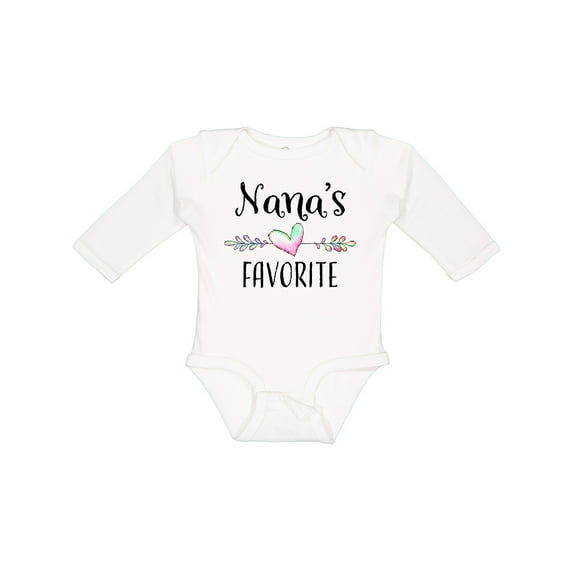 Inktastic Nana's Favorite- Heart Grandchild Boys or Girls Long Sleeve Baby Bodysuit