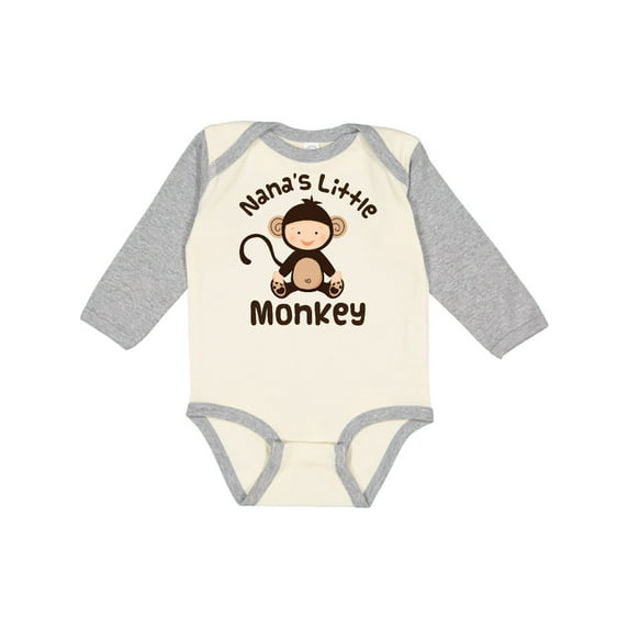 Inktastic Nana's Little Monkey Boys or Girls Long Sleeve Baby Bodysuit