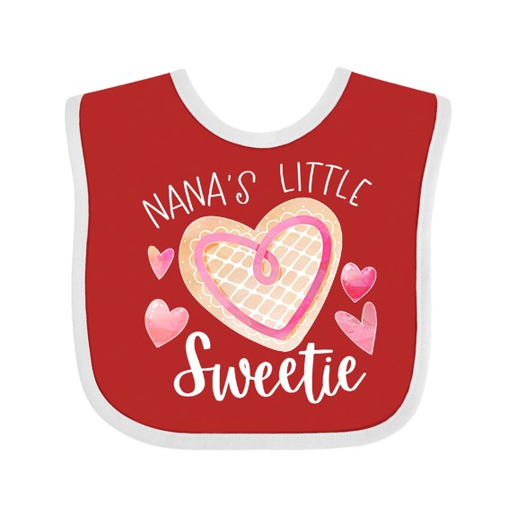 Inktastic Nana's Little Sweetie with Pink Heart Cookie Boys or Girls Baby Bib