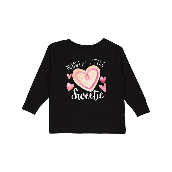 Inktastic Nana's Little Sweetie with Pink Heart Cookie Boys or Girls Long Sleeve Toddler T-Shirt