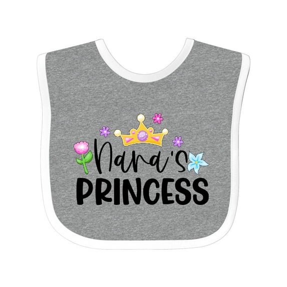 Inktastic Nana's Princess Crown and Flowers Girls Baby Bib