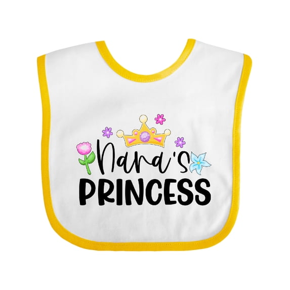 Inktastic Nana's Princess Crown and Flowers Girls Baby Bib
