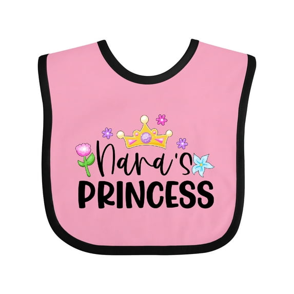 Inktastic Nana's Princess Crown and Flowers Girls Baby Bib