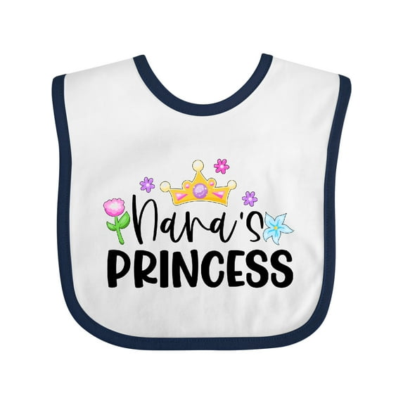 Inktastic Nana's Princess Crown and Flowers Girls Baby Bib