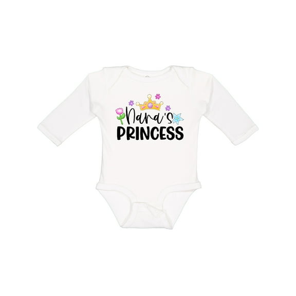 Inktastic Nana's Princess Crown and Flowers Girls Long Sleeve Baby Bodysuit