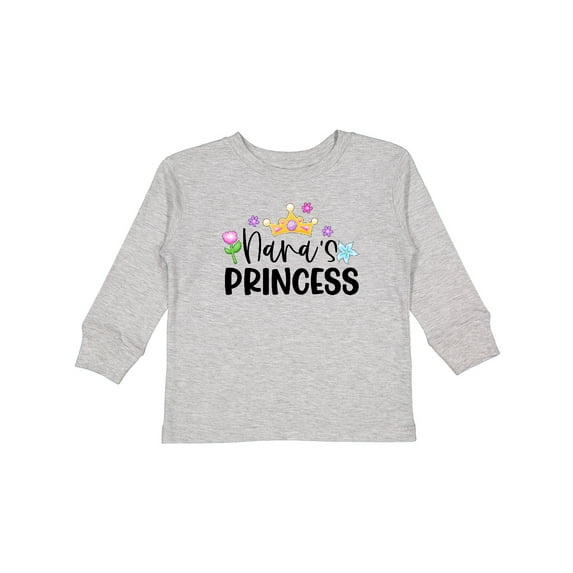 Inktastic Nana's Princess Crown and Flowers Girls Long Sleeve Toddler T-Shirt