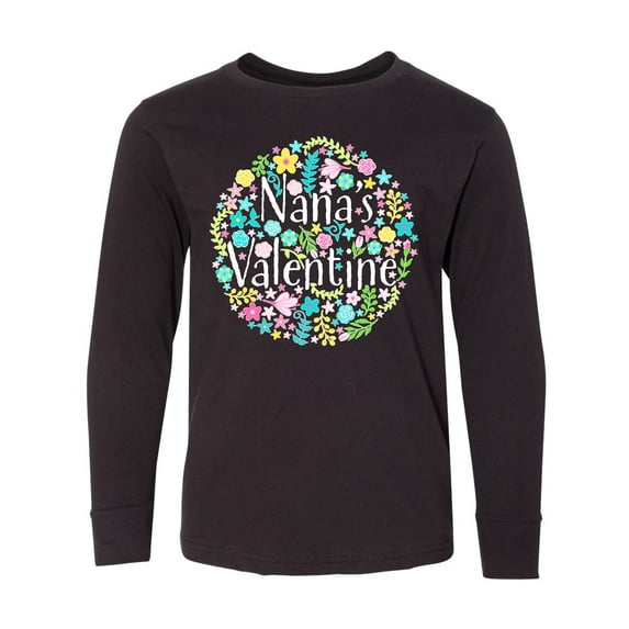 Inktastic Nana's Valentine with Flower Circle Long Sleeve Youth T-Shirt