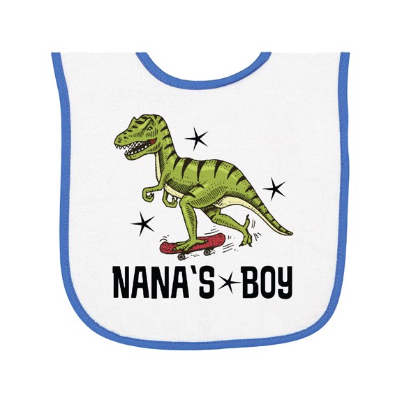 Inktastic Nanas Boy Grandson Dinosaur Baby Terry Cloth Bib
