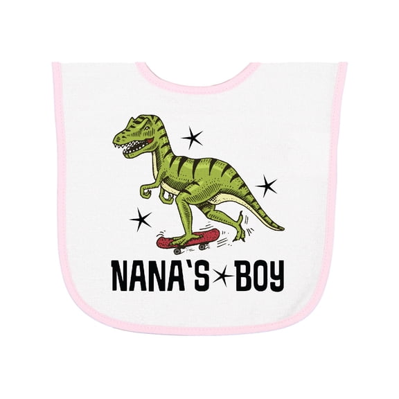 Inktastic Nanas Boy Grandson Dinosaur Baby Terry Cloth Bib