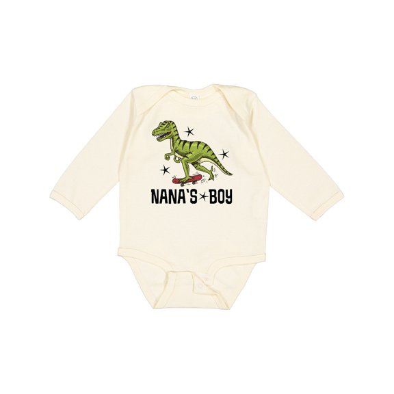 Inktastic Nanas Boy Grandson Dinosaur Boys Long Sleeve Baby Bodysuit