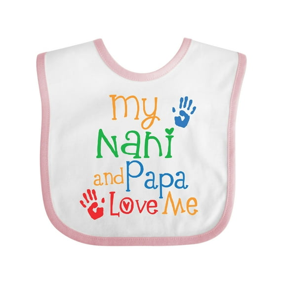 Inktastic Nani and Papa Love Me Boys or Girls Baby Bib