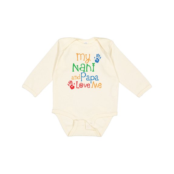 Inktastic Nani and Papa Love Me Boys or Girls Long Sleeve Baby Bodysuit