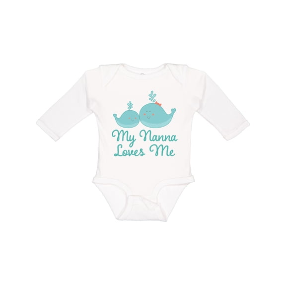 Inktastic Nanna Loves Me Grandchild Whale Boys or Girls Long Sleeve Baby Bodysuit