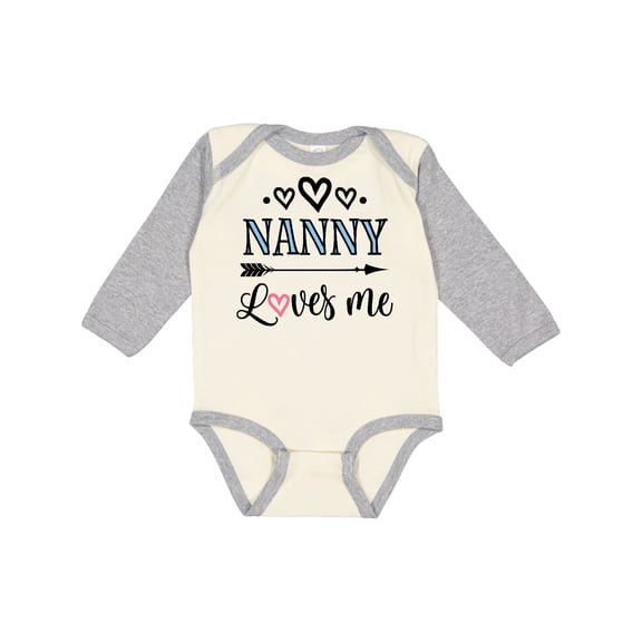 Inktastic Nanny Loves Me Grandchild Gift Girls Long Sleeve Baby Bodysuit