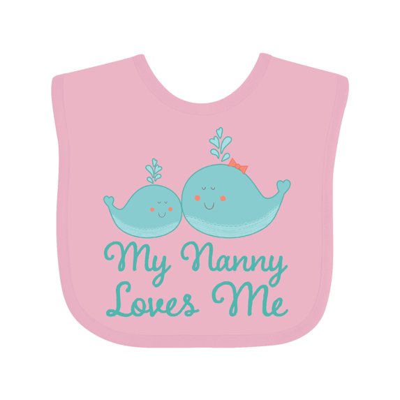 Inktastic Nanny Loves Me Grandchild Whale Boys or Girls Baby Bib