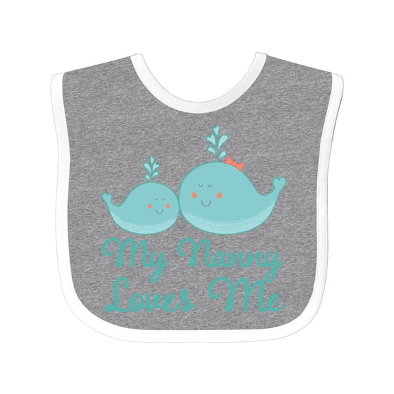Inktastic Nanny Loves Me Grandchild Whale Boys or Girls Baby Bib
