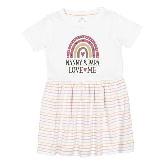 Inktastic Nanny and Papa Love Me Grandkids Rainbow Girls Toddler Dress