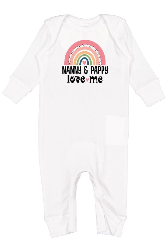 Nanny and Pappy Love Me Grandchild Rainbow Baby Romper Coveralls