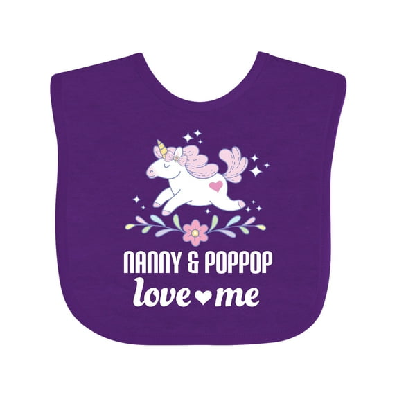 Inktastic Nanny and Poppop Love Me Unicorn Girls Baby Bib