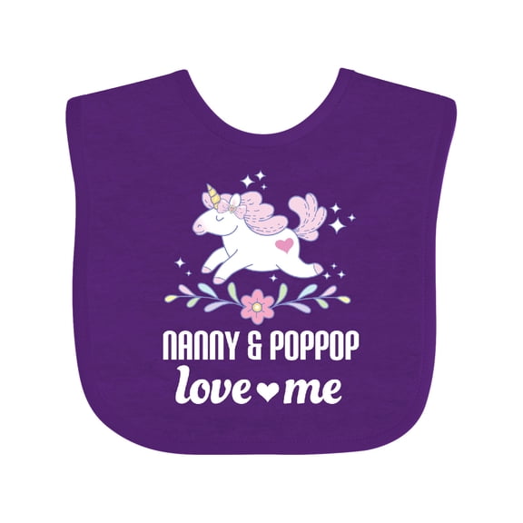 Inktastic Nanny and Poppop Love Me Unicorn Girls Baby Bib
