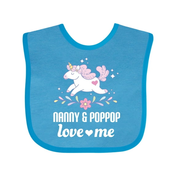 Inktastic Nanny and Poppop Love Me Unicorn Girls Baby Bib