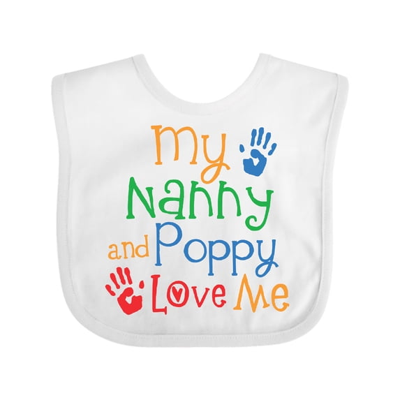Inktastic Nanny and Poppy Love Me Grandkid Boys or Girls Baby Bib