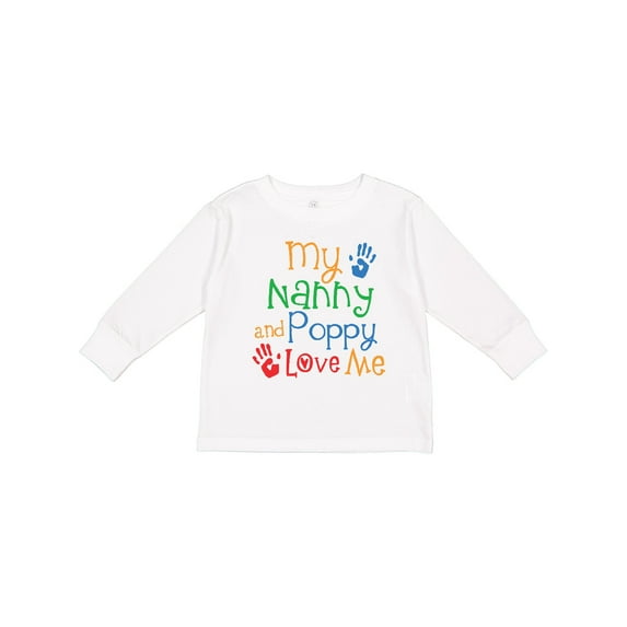 Inktastic Nanny and Poppy Love Me Grandkid Boys or Girls Long Sleeve Toddler T-Shirt
